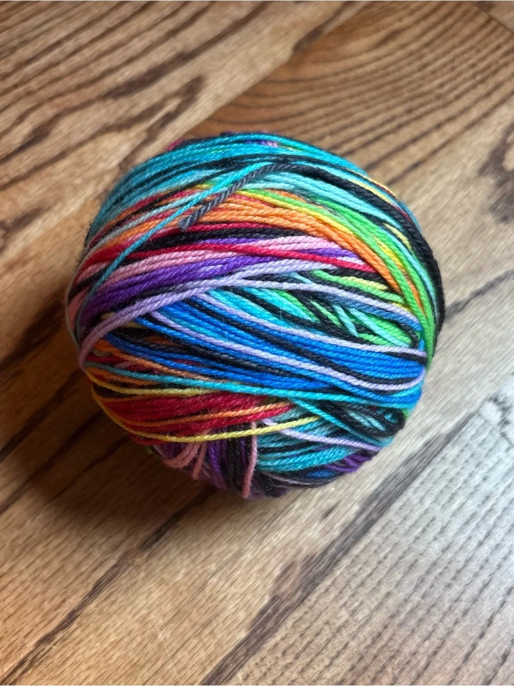 Yarn Fingering Weight Sock 100g Rainbow Multicolor Wool Blend Knit Hand Dyed